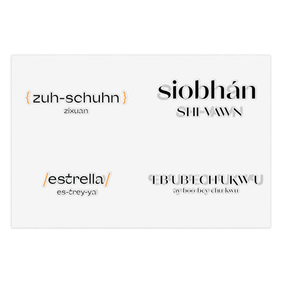 Personalized Name Sticker Sheet Set, Unique Names on One Sticker Sheet by Pronounce Our /Names/ - Pronounce Our Names