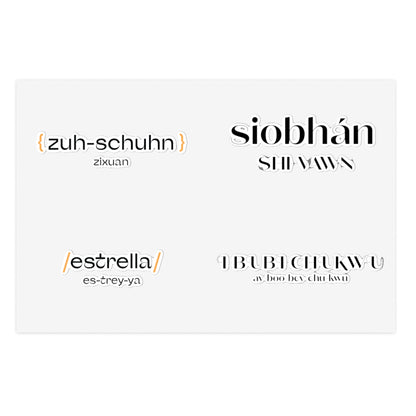 Personalized Name Sticker Sheet Set, Unique Names on One Sticker Sheet by Pronounce Our /Names/ - Pronounce Our Names